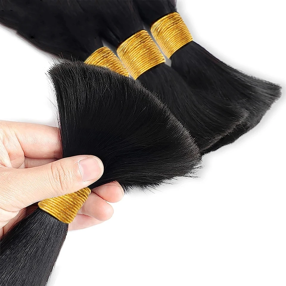 Natural Black 100% Human Hair Body Wave Bulk Hair for Braiding 1B No Weft Bulk Extensions