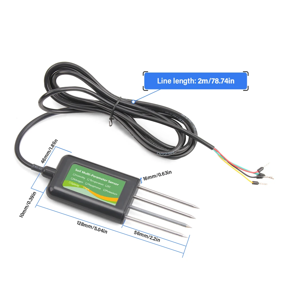 Soil Multi-Parameter Sensor RS485 8-in-1 pH EC Moisture Temperature Salinity NPK