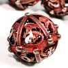 DnD Dice Set - 7 Piece Zinc Alloy Metal Hollow Dice, Red Pattern for RPG & Tabletop Games 2