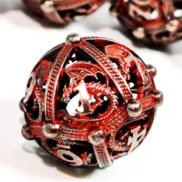 DnD Dice Set - 7 Piece Zinc Alloy Metal Hollow Dice, Red Pattern for RPG & Tabletop Games 2