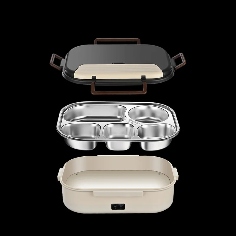 Electric Heated Lunch Boxes Stainless Steel Food Insulation Bento Lunch Box Home Car Keep Warm Lunch Box 1.2L, 12V/220V