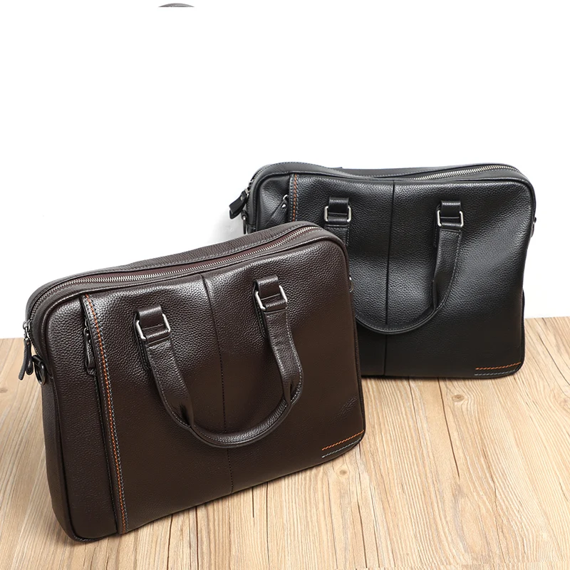 100% Genuine Leather Briefcase Men Bag Business Handbag Male Laptop Shoulder Bags Tote Natural Skin