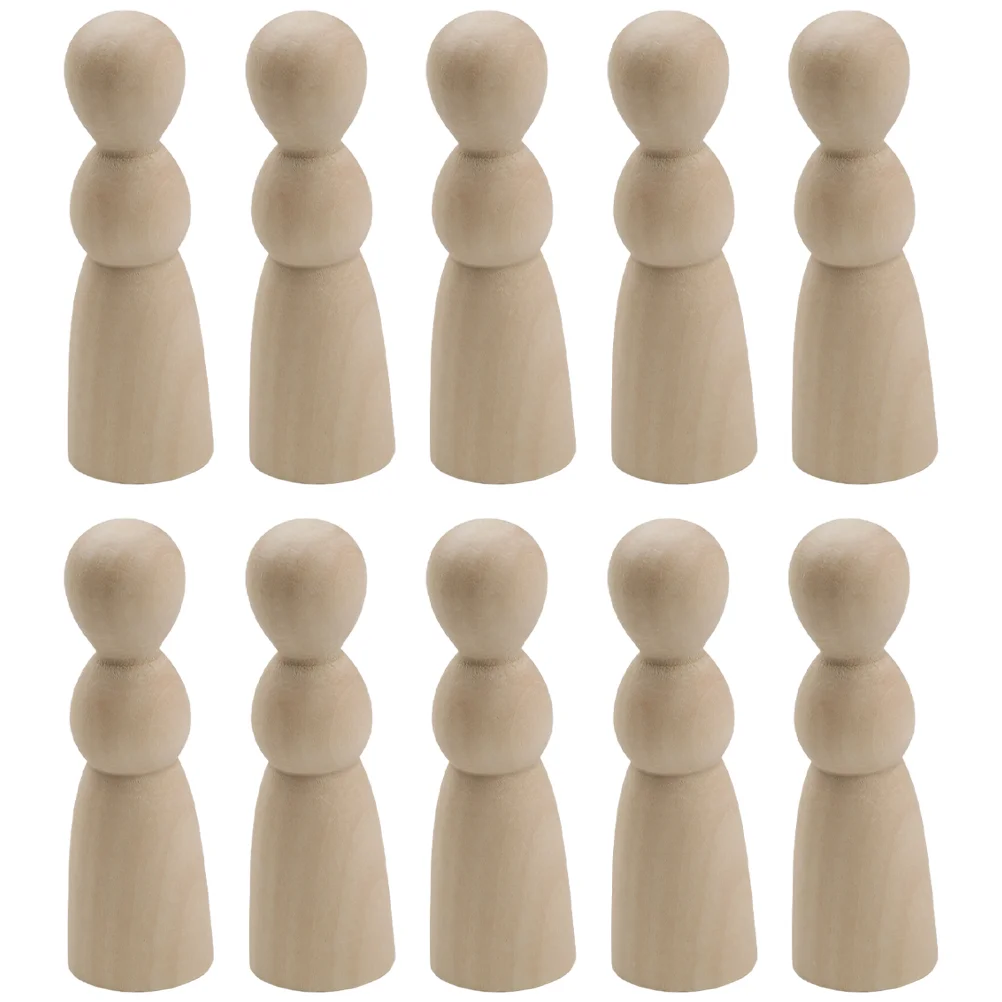

10 Pcs Ornaments Child Birthday Decoration for Girl Unfinished Peg People Wooden Figures Kids