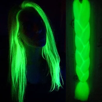 24inch Synthetic Colorful Braiding Hair Extensions Jumbo Braidis Hair Luminous Rainbow Braids Hair Mult Colored Glow in Darkness 1