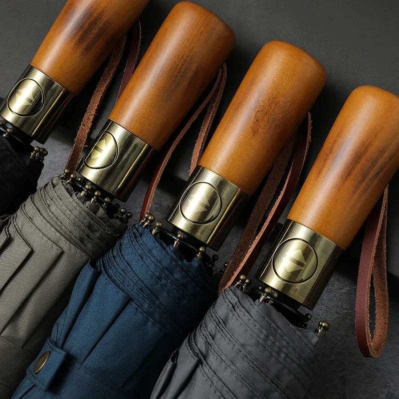 Parachase Automatic Umbrella Rain Women Men 115cm Double Layer Windproof Umbrella Wood Handle 10 Ribs Golf Umbrellas automatic umbrella windproof umbrella wind resistant umbrella