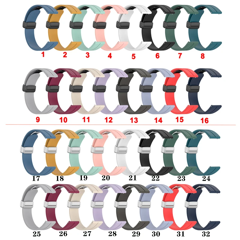 Silicone Magnetic Buckle Folding Strap Band, 20/22mm, Multiple Sizes
