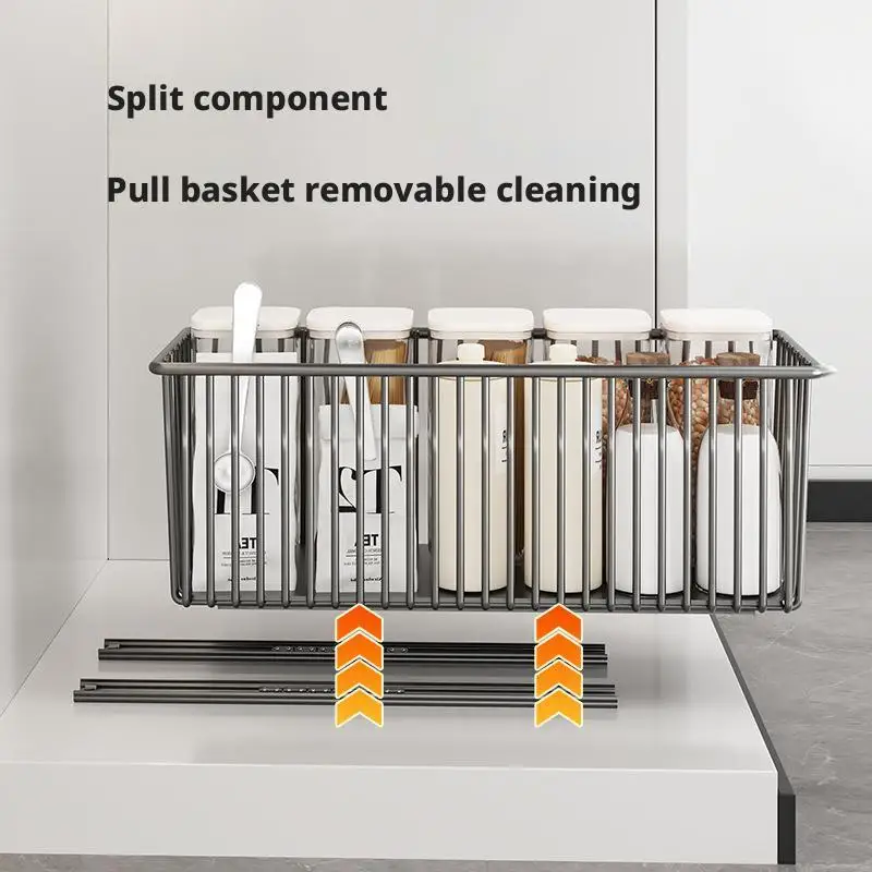 Dyiom 2-Tier Sliding Cabinet Basket Organizer 2