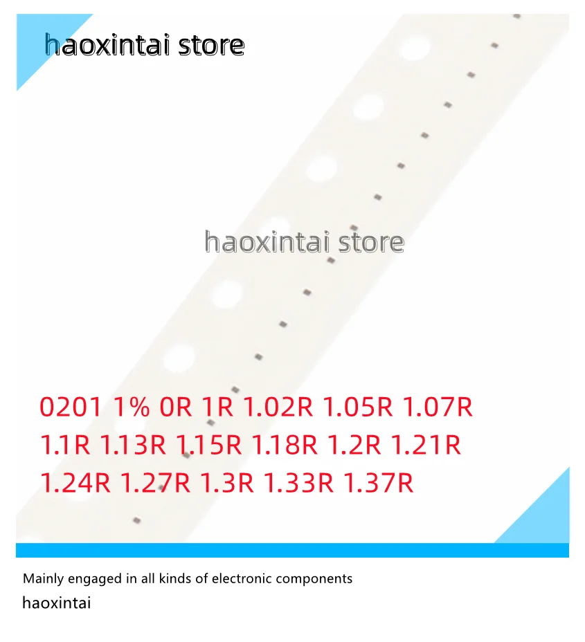 

100PCS 0201 0R 1R 1.02R 1.05R 1.07R 1.1R 1.13R 1.15R 1.18R 1.2R 1.21R 1.24R 1.27R 1.3R 1.33R 1.37R chip resistance 1%