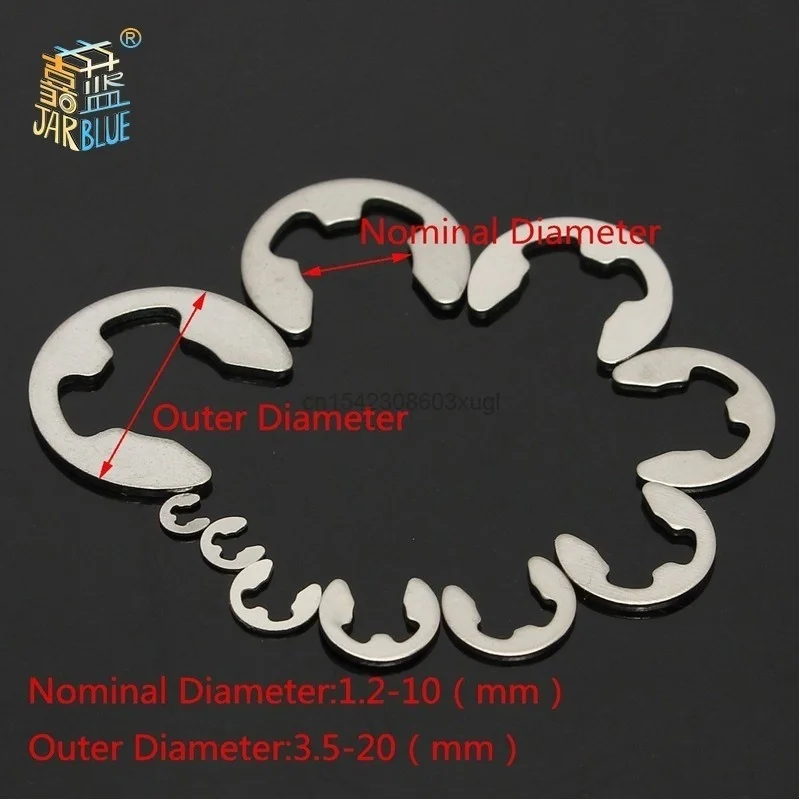 Stainless Steel Washers 120/200 PCS 304 E Clip Assortment Kit Circlip retaining ring for shaft fastener M1.5~M10