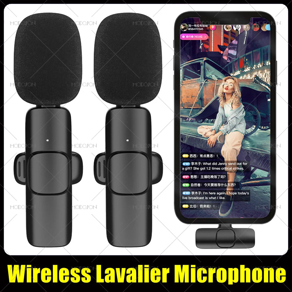 wireless microphone Wireless Lavalier Microphone 360 Pickup Noise Removal 20m Audio Video Recording Lapel Live Gaming Mic For iPhone Android Phone wireless mic