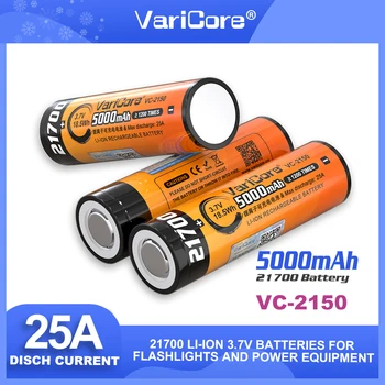 NUOVA Batteria Ricaricabile VariCore 3.7V 21700 5000mAh Li-ion, Tasso di Scarica 25A, Batterie Ternarie