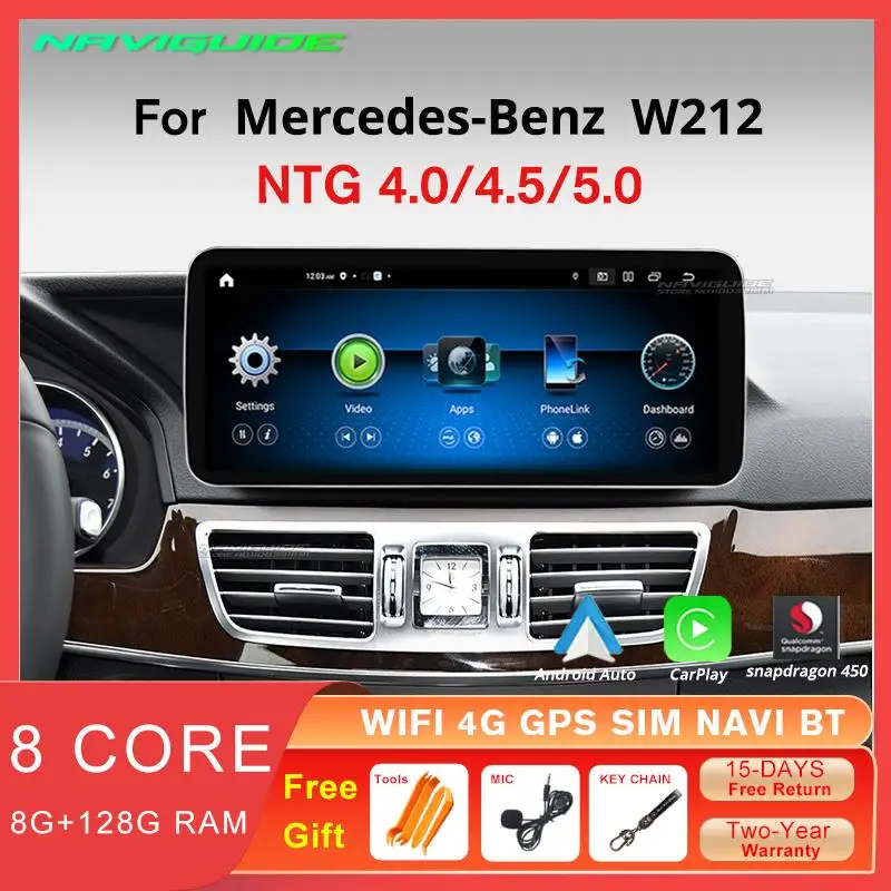 

Автомобильный радиоприемник IDE 12,3 дюйма 8 + 128 Гб для Mercedes W212 2009-2016 Android 12 Carplay сенсорный экран стерео GPS мультимедийный плеер BT