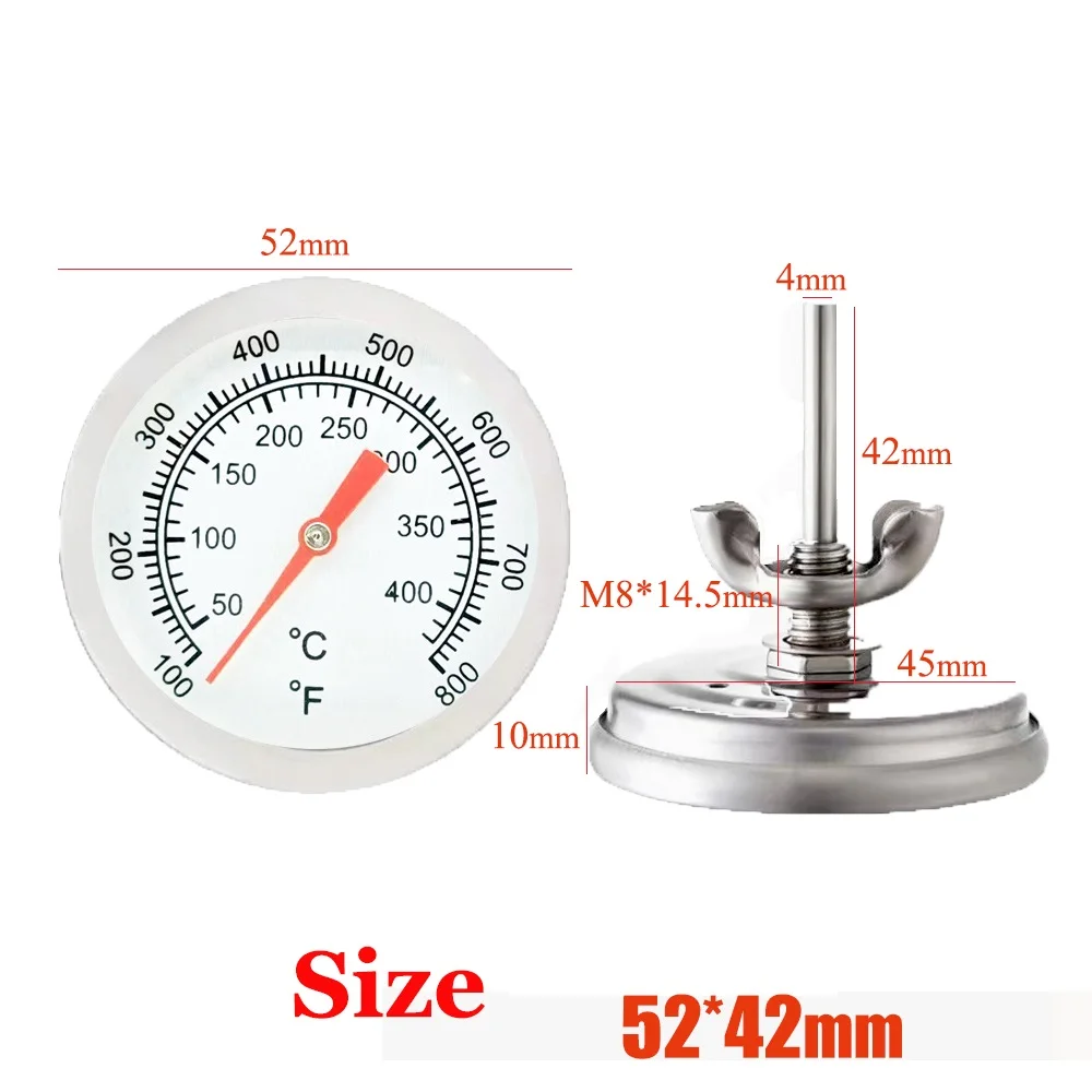 52mm Oven Thermometer Barbecue Smoker Grill Temperature Gauge Meter BBQ Meat Thermometer Cooking 50-400/50-500 Degrees Celsius 4
