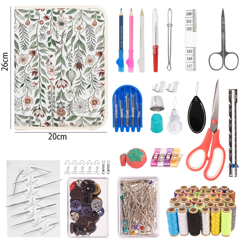أداة خياطة متعددة الوظائف DIY – مجموعة خياطة كاملة مع صندوق محمول للسفر والمنزل