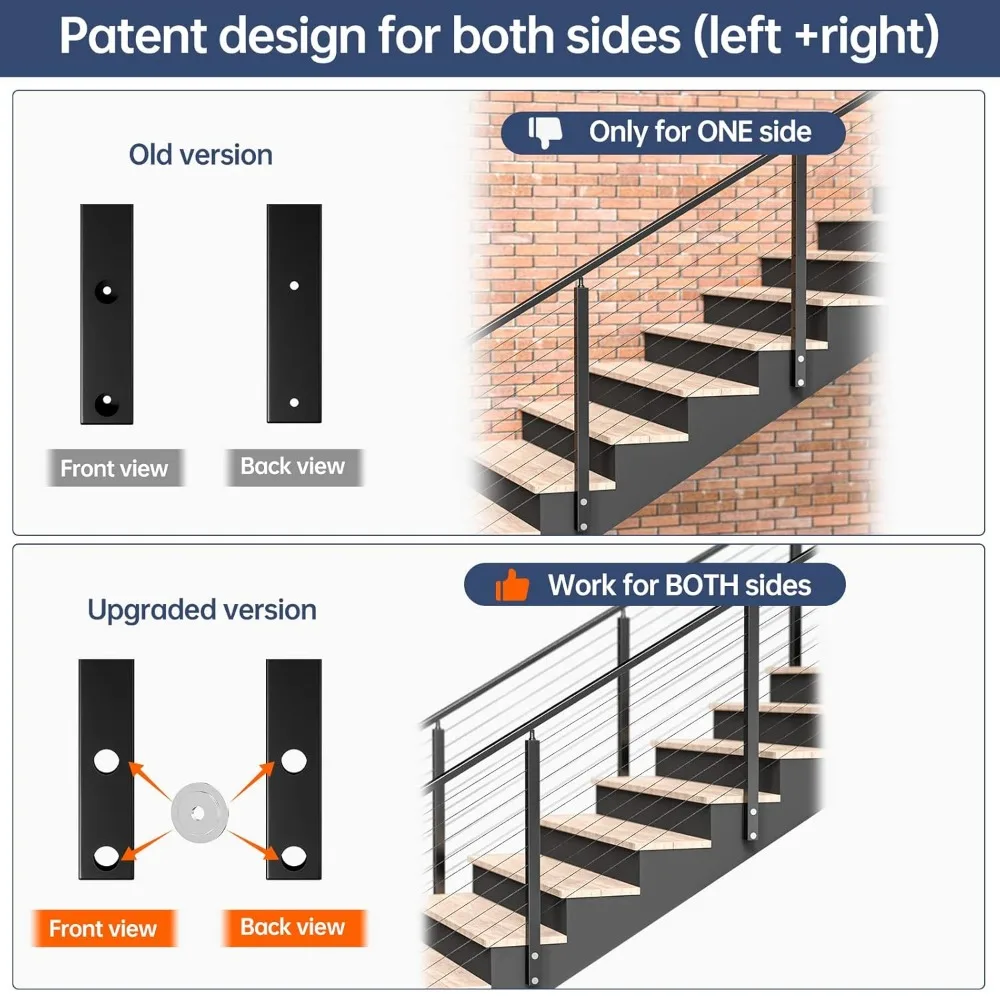 Black Side Mount Stair Cable Railing Post 36 Inch for 25-35 Degrees Stair  Patent Design for Both Left 3