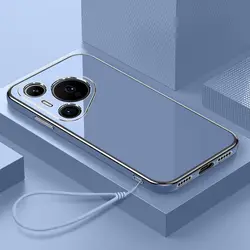 Luxury Square Plating Shockproof Silicone Phone Case Back Cover for Pura 70ProPlus (Gs6D grey)