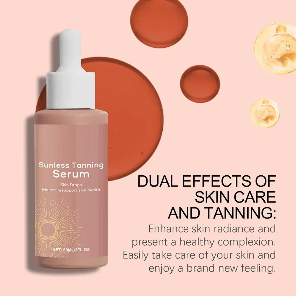 Body Facial Self Tanning Drops Shrink Pores Fade Fine Lines Natural Bronzer Liquid Prevent Sunburn Sunless Tanning SkinCare 60ML