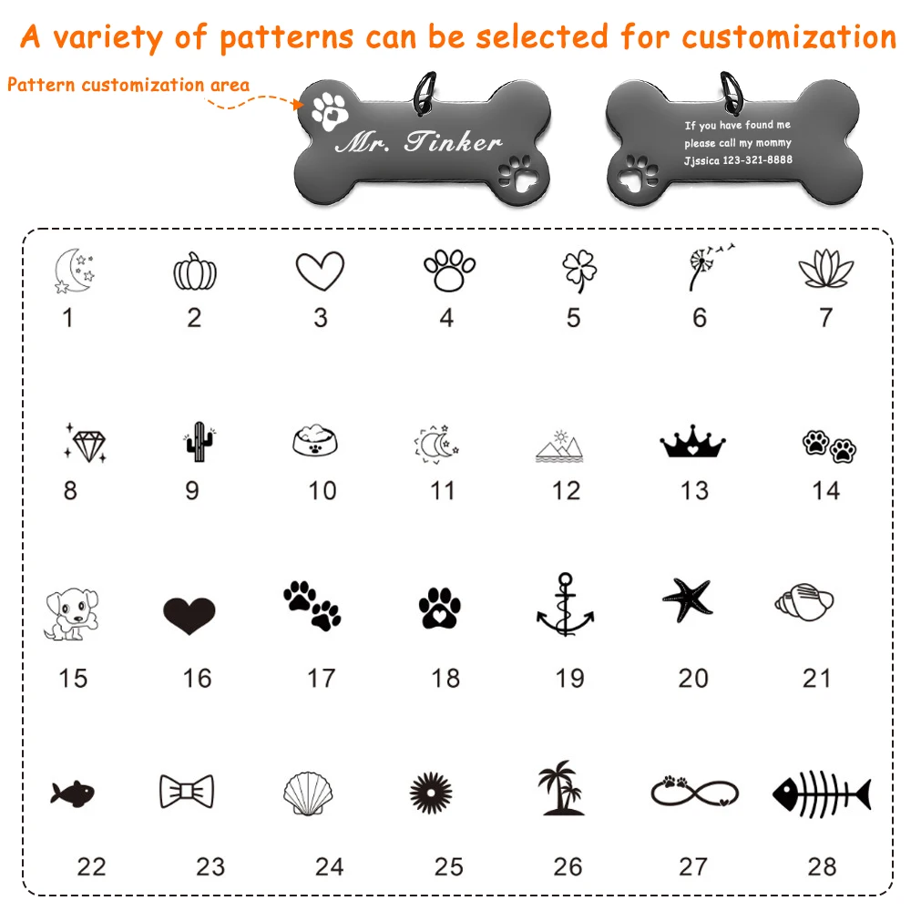 Pet ID Tags Personalized Shiny Steel Free Engraving For Dog Kitten Puppy