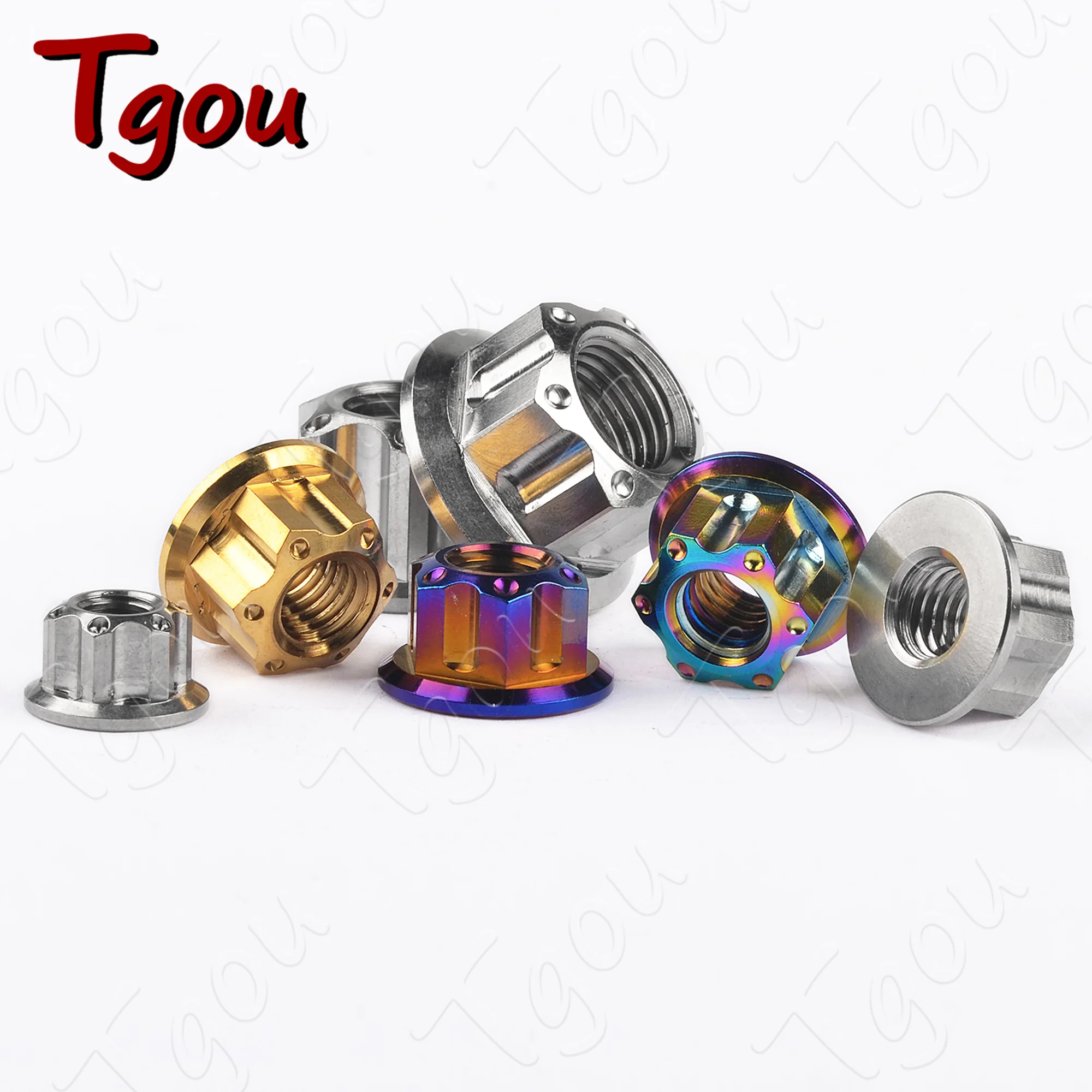 8pcs Titanium Flange Nuts for Motorcycle Bicycle Car