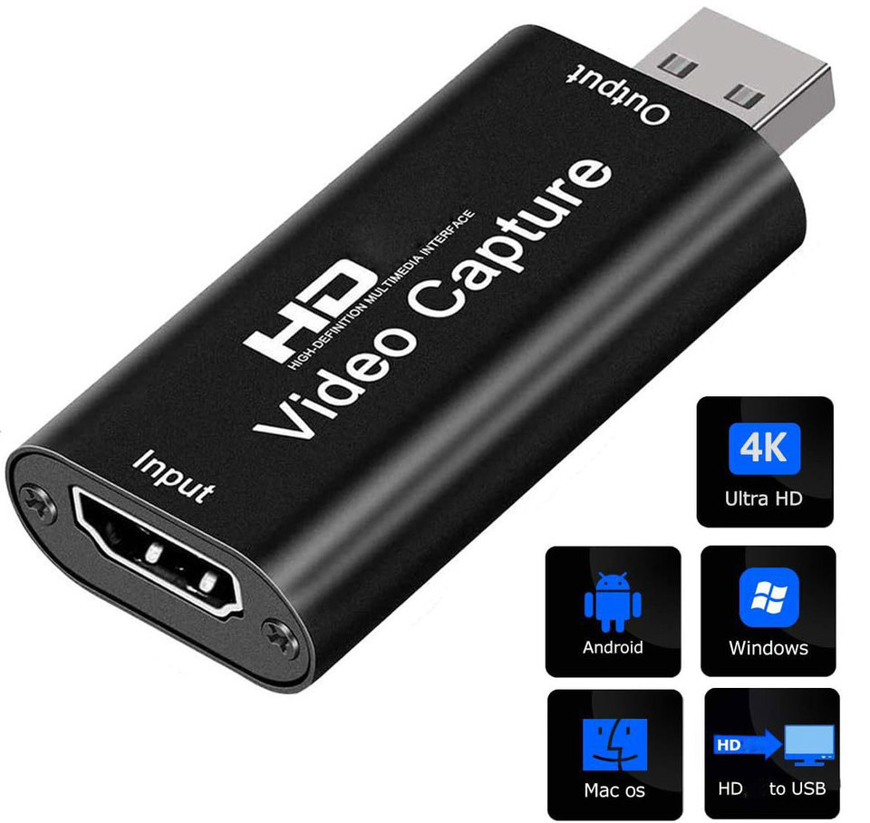 4K HDMI-Compatible Video Capture Card Streaming Board Capture USB 2.0 1080P Card Grabber Recorder Box for PS4 Game DVD Camera