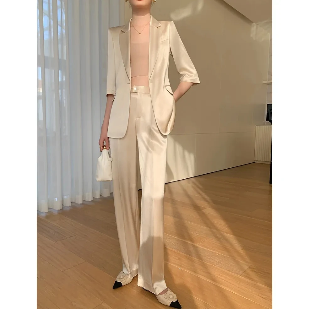 2023 New Two-Piece Satin Finish One Button Half Sleeve