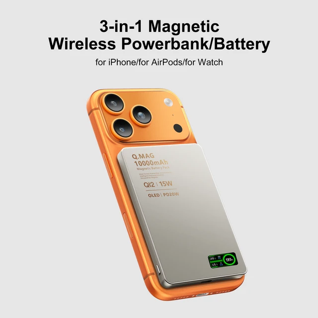 QI 2.1 Magnetic Powerbank Wireless Fast Charing Spare Portable External Battery for iPhone 12-17 Pro Watch Airpods 5000/10000mAh