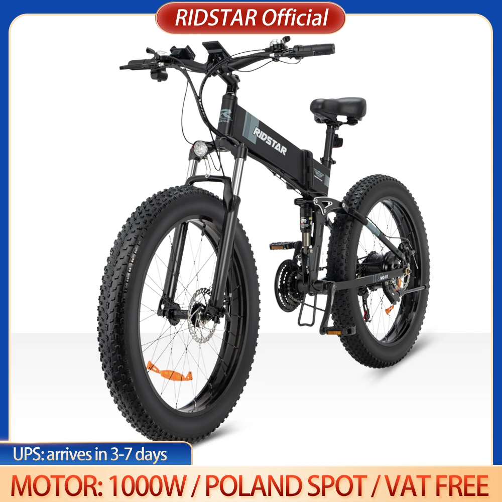 Ridstar Electric Bike 1000W 48V Motor Waterproof Fold High Power 26