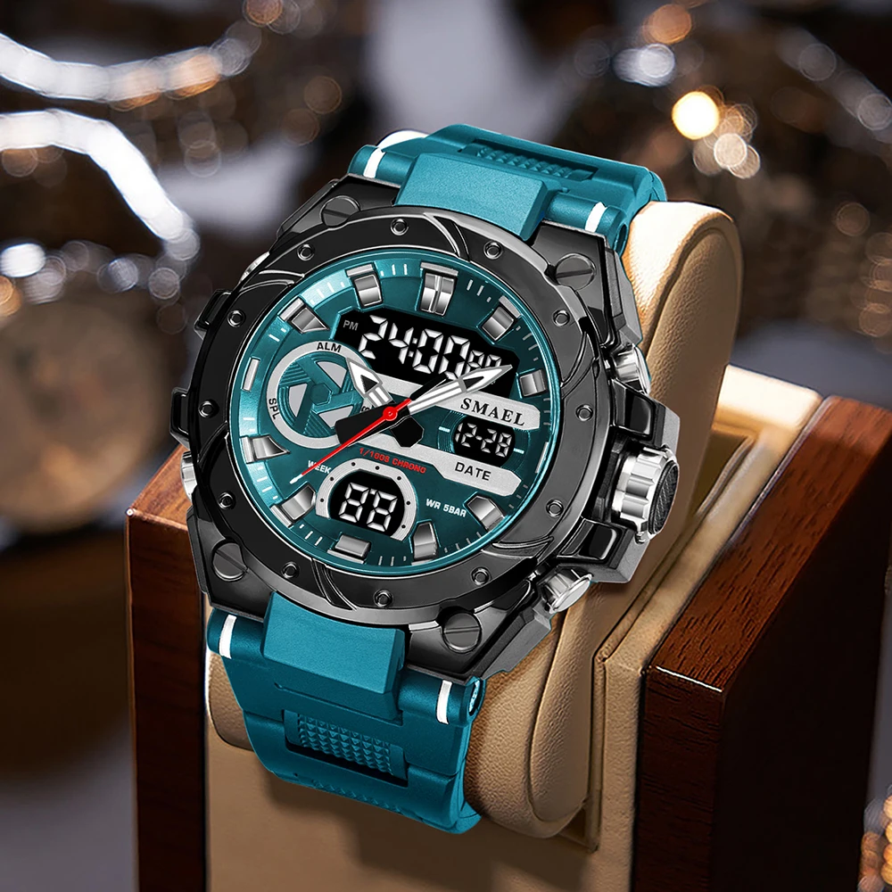 SMAEL Orologio Sportivo Uomo Militare, Digitale E Analogico, 50m Impermeabile, Multifunzione - 2
