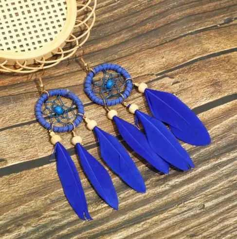 Mandala Dream Catcher Earrings Turquoise  Madhechi