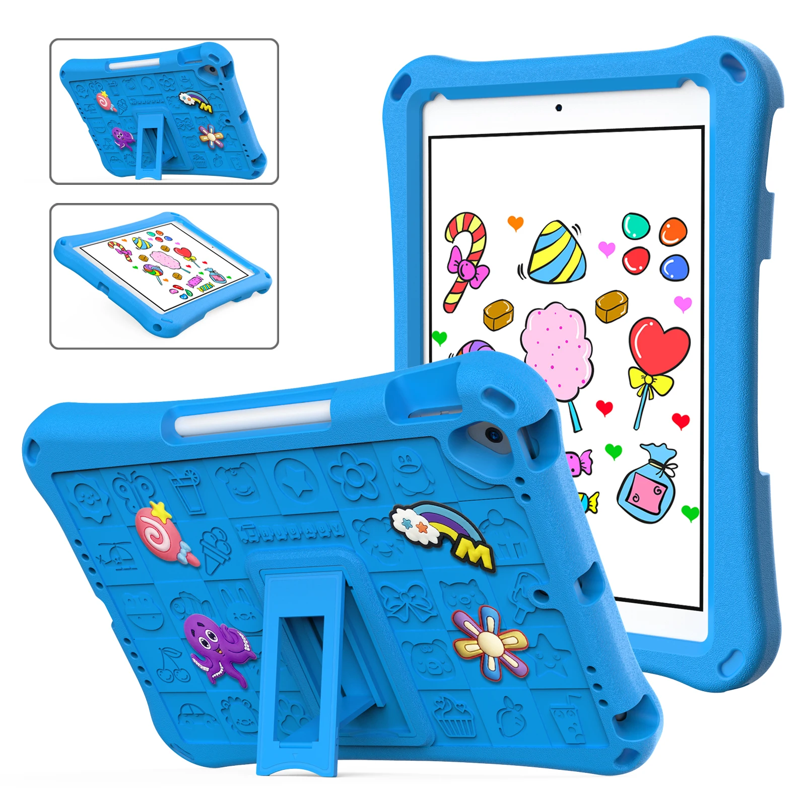 Shockproof Kids iPad Case with Stand, Handle & Pencil Holder
