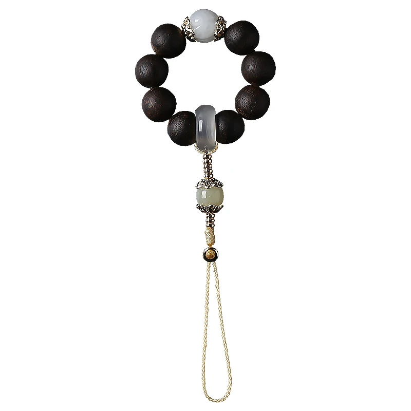 

Natural Eaglewood Fastened Ring Mobile Phone Pendant Chinese Style Pendant Anti-Separation Rope