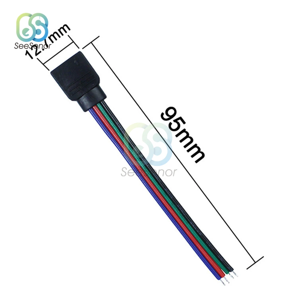 Connecteur de bande LED RGB, 95 pièèces, 5050 4 broches, câble séparateur d'alimentation,  aiguille 4 broches femelle, fil de connexion pour bande lumineuse RGB Led