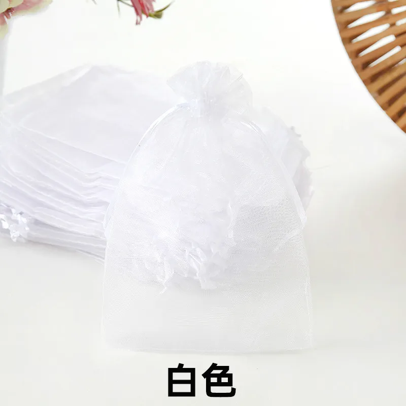 50pcs 7x9cm 9x12cm 10x15cm Sheer Organza Bags Wedding Party Candy Chocolate Bags Gift Pouches Jewelry Storage Drawstring Bags 4