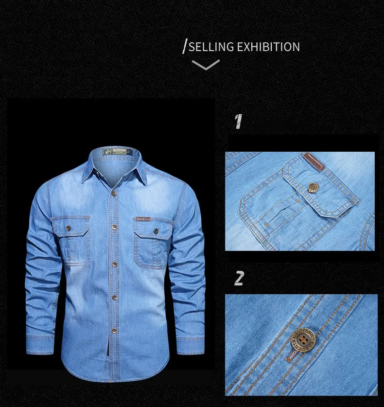 Denim Long Sleeved Shirt Plus Size 5XL Spring Loose Men Pure Cotton Autumn Fashion Casual Outwear