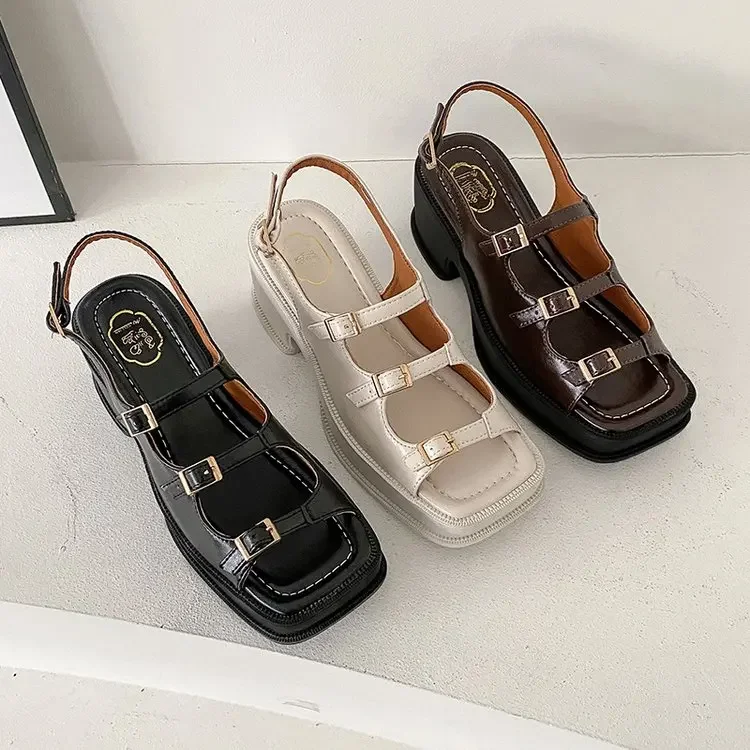 Ladies High Heels Summer Women's Shoes Wedge Sandals Open Toe Shallow Solid Color Buckle Casual women sandals wedge sandals women high heels comfortable sandals