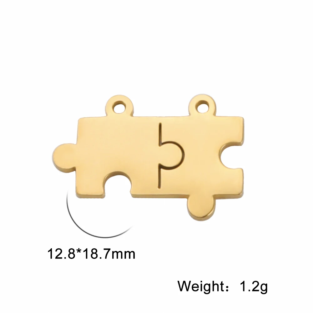 5 Stück Edelstahl Puzzle Anhänger Zubehör DIY Schmuck Charms für Halskette Armbänder handgemachte Lieferungen Großhandel – Detail 6