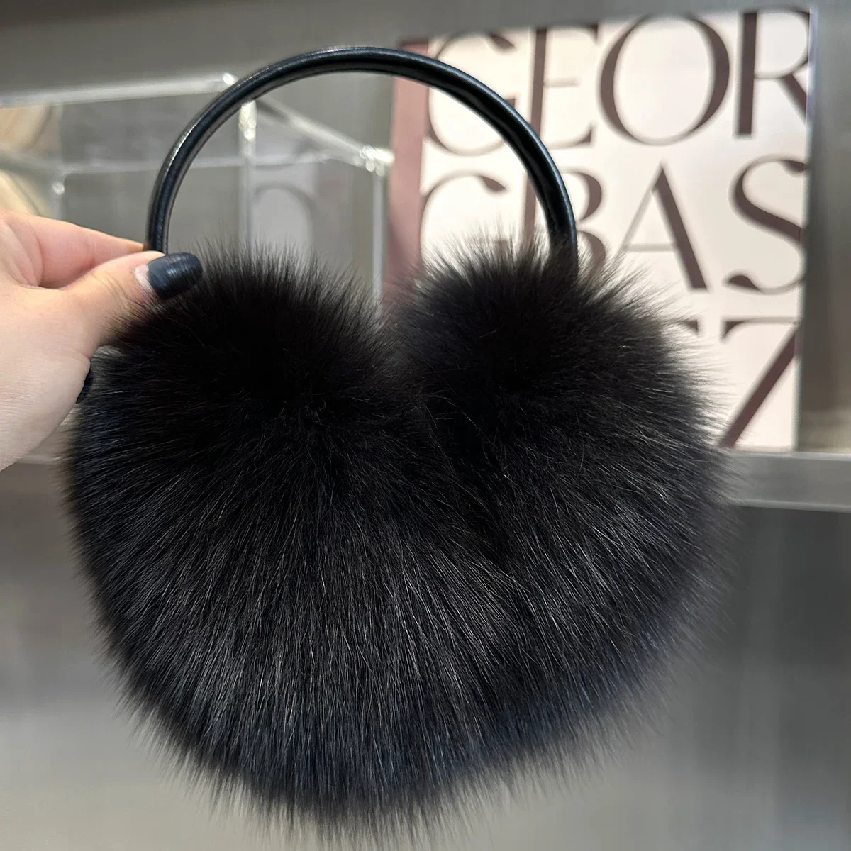 Real Fox Fur Earmuffs Natural Warm Fox Fur Earmuff Cute Oversized Fluffy Genuine Earmuffs Winter Ear Muffs