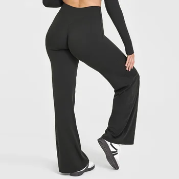 Casual sports fitness straight-leg pants for women soft breathable without awkward leggings ties yoga wide-leg sports pants 1