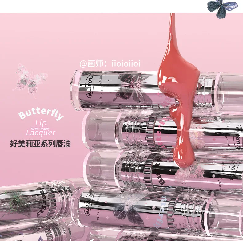 FLORTTE Mirror Water Glazed Lip Gloss Long Lasting Moisturizing Plumping Fade Lip Lines Lip Glaze Not Easy to Stain Cup Lipstick 4