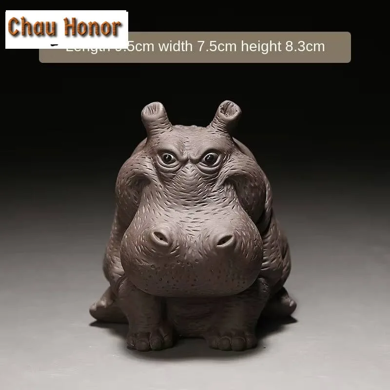 Purple Sand Hippo Tea Ornaments Decoration Handmade Foundationed Tea Table Personality Creative Fortune Tea Table Tea Pet