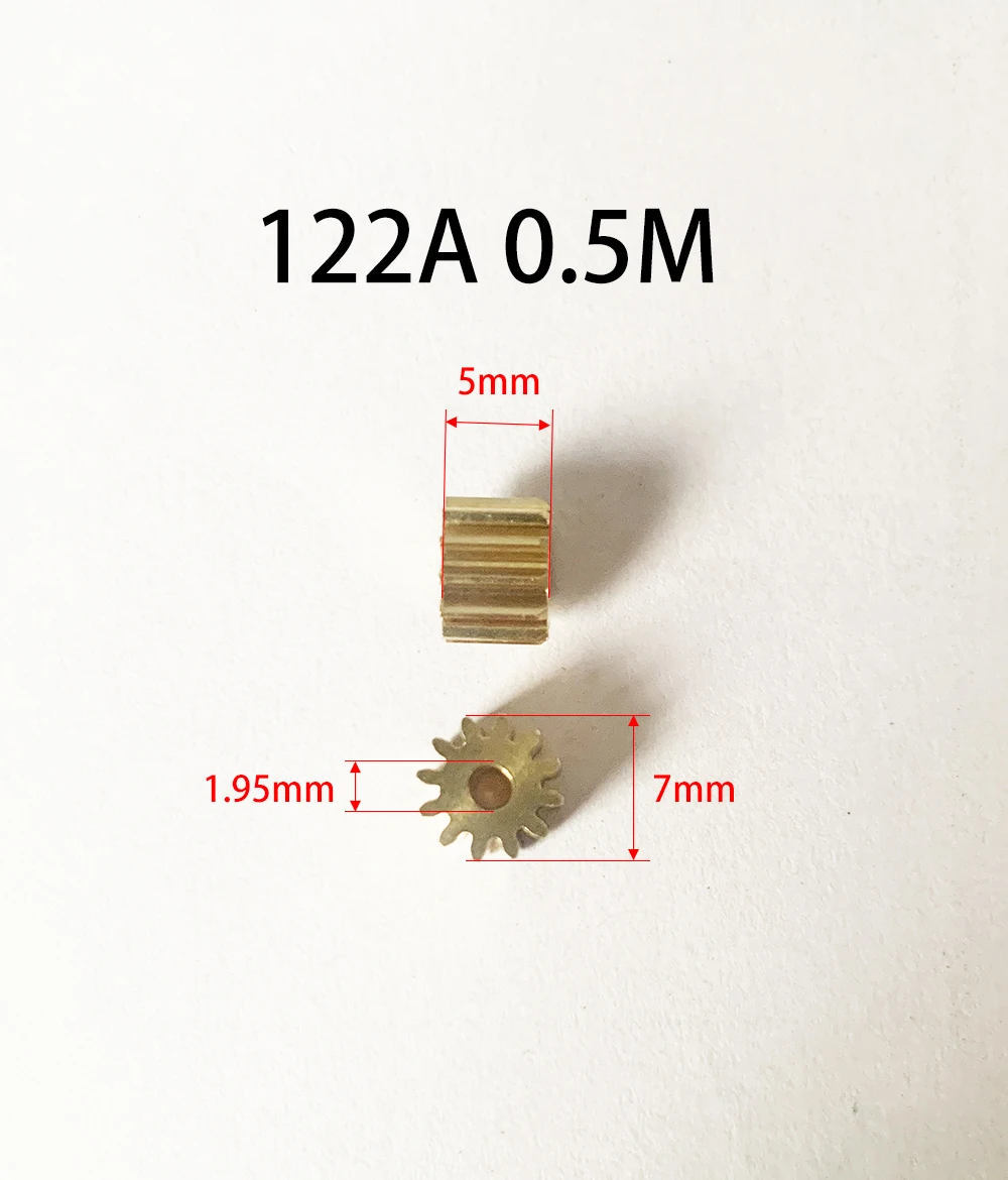 7mm 12 Teeth Copper Gears 0.5M 12T Pinion Height 3/ 5/ 8/ 10mm Motor