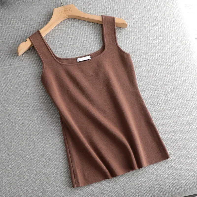 Fashion Deep Square Collar Vests Summer New Fashion Sexy Women's Crop Tops Sling Vest Camis