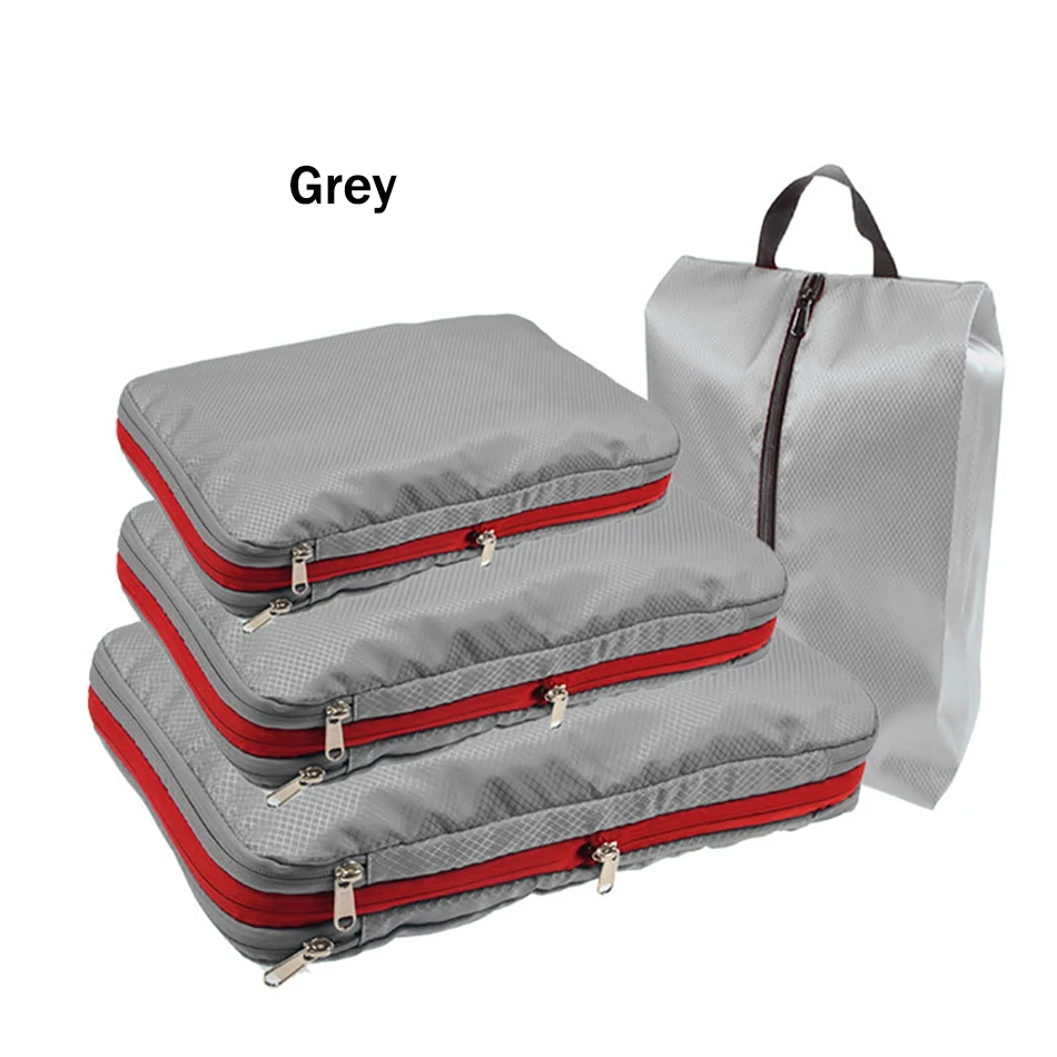 Cipway Set di cubi da imballaggio a compressione, organizer da viaggio espandibile ultraleggero per bagaglio a mano (verde, 3 pezzi