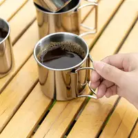 250/350/500ML Stailess Steel Mug Coffee Cup Foldable Handle Portable Travel Camping Cup Milk Tea Cup Tumbler Water Coffee Cup 4
