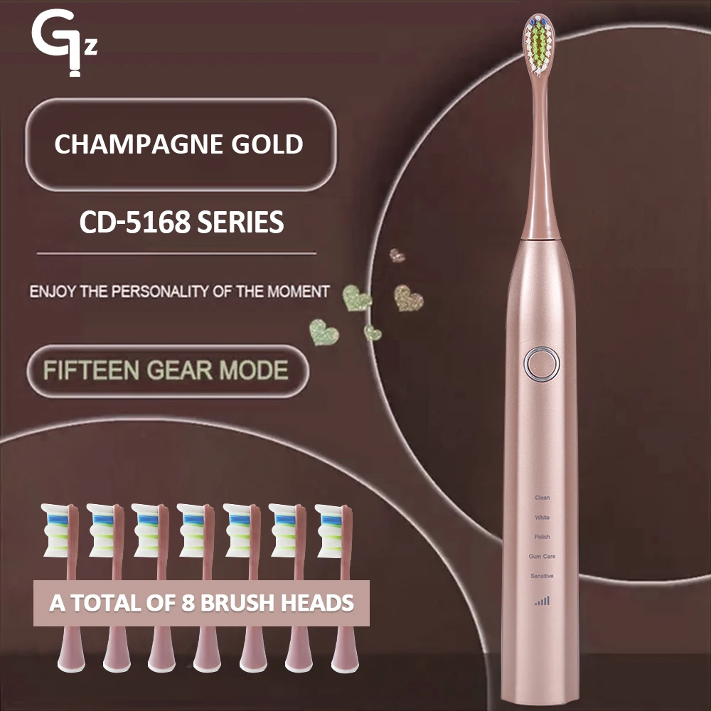 GeZhou CD5168 Sonic Tooth brush USB Rechargeable adult Electric Toothbrush IPX8 Waterproof Ultrasonic 15 Mode with Travel box swimming bone conduction headphone bluetooth5 0 headset handfree wireless handset with fm ipx8 waterproof 8gb mp3 player open ear with microphone