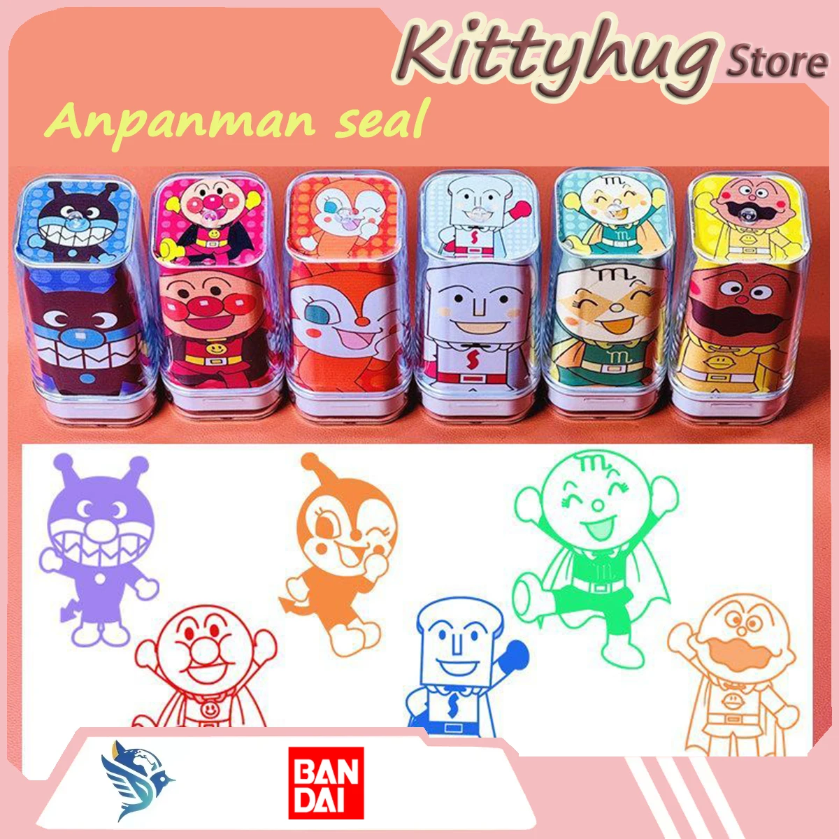 Timbro Colorato Personalizzato con Personaggio dei Cartoni Animati Anpanman, Merchandise Anime, Regalo