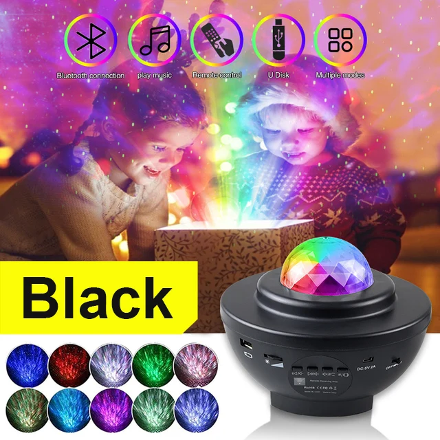 KUUPLE  Starry Sky Galaxy Projector Nightlight Child Bluetooth USB Music Player Star Night Light Romantic Projection Lamp Gifts bright night light Night Lights