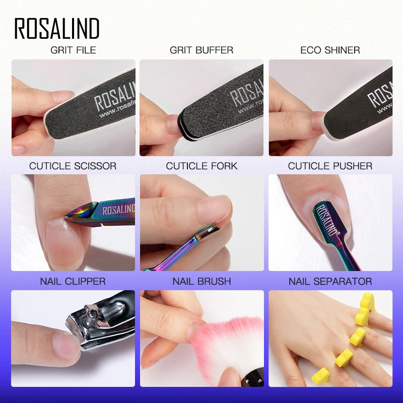 ROSALIND Gel Nail Polish Set For Professional Manicure Design With Nail Tool Kit Semi Permanent Gel Varnish Kit Gel Polish Set 4