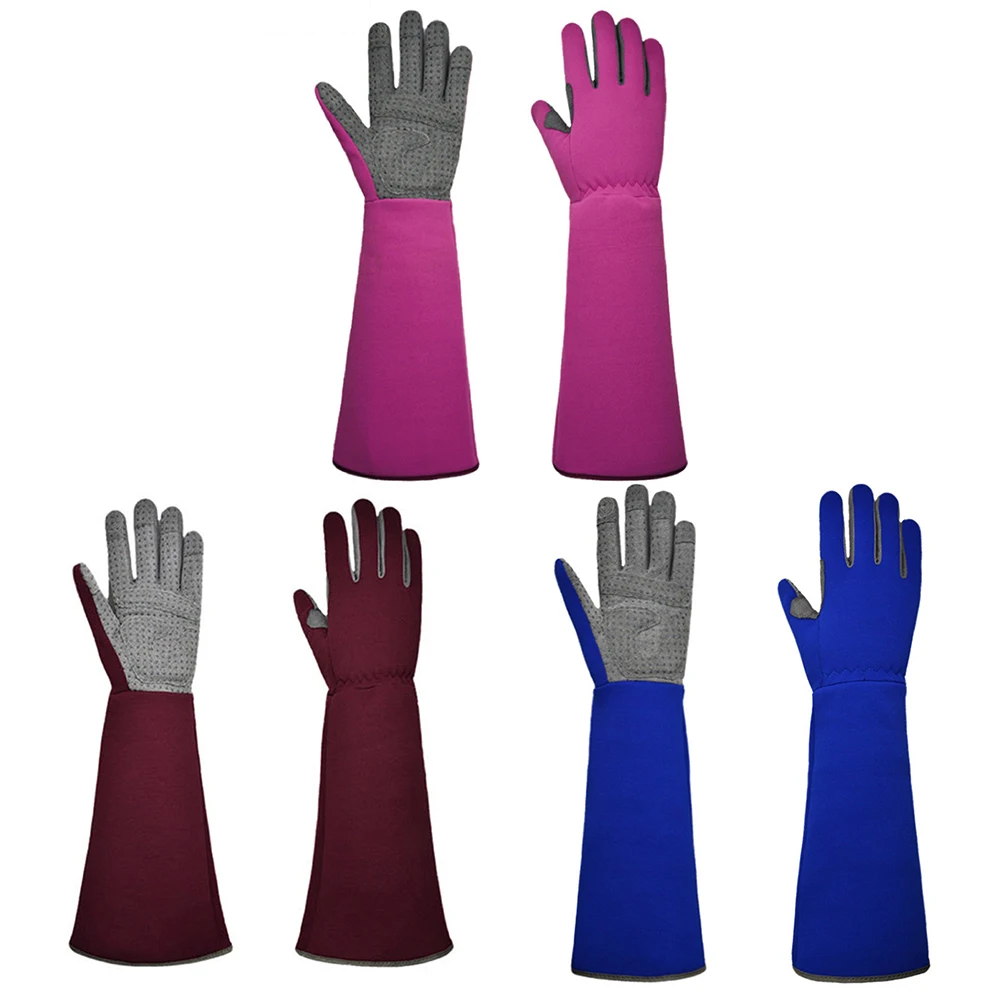 1 Pair Long Gardening Gloves Thorn Proof Garden Gloves Rose Pruning Yard Breathable Work For Digging, Planting,Pruning