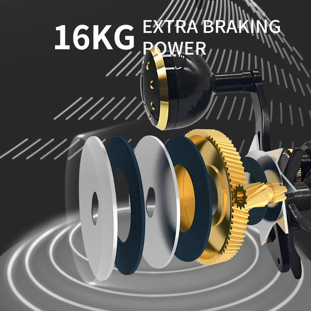 뉴 파워 베이트캐스터 릴 낚시 6+1BB TDC300 카본 바디 최대 드랙 16kg 루어 쉐이크 슬로우 휠 메탈 배스 아웃도어 민물 낚시